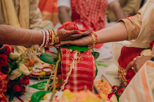 Bengali wedding ritual closeup image
