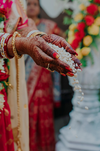 Bengali wedding ritual closeup image