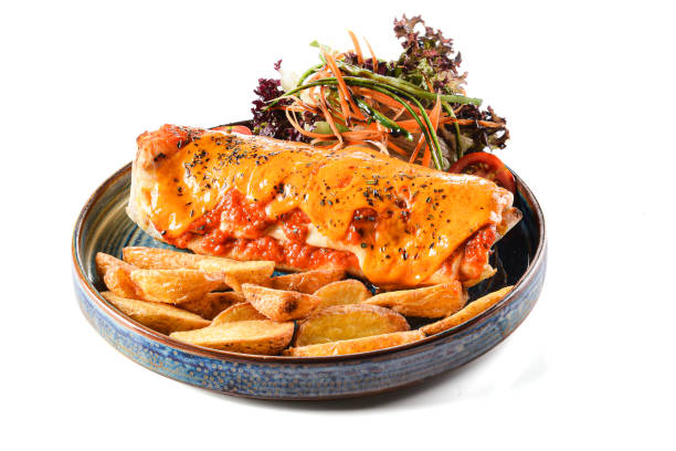 Chicken Wrap with Cheddar and Tomato Sauce with