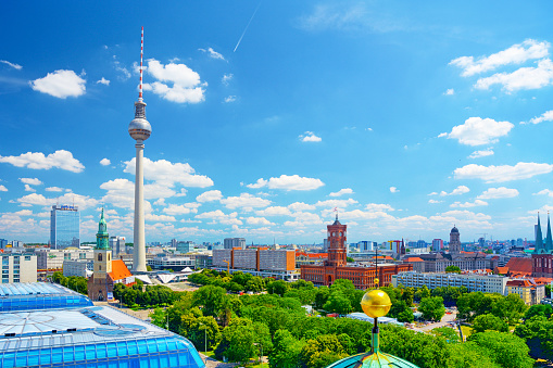 Berlin skyline from Cathedral with Television Tower (Fernsehturm), Germany