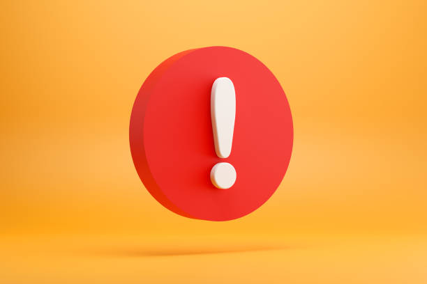 istock Red exclamation mark symbol on yellow background. Risk, attention, caution or warning sign. Alert, danger and problem. 1491448781