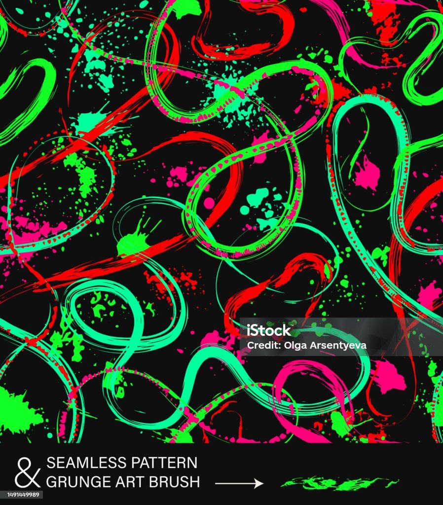 Paint S Pattern Pattern Pattern With Abstract Wavy Lines Splatter Paint Stock Illustration ...