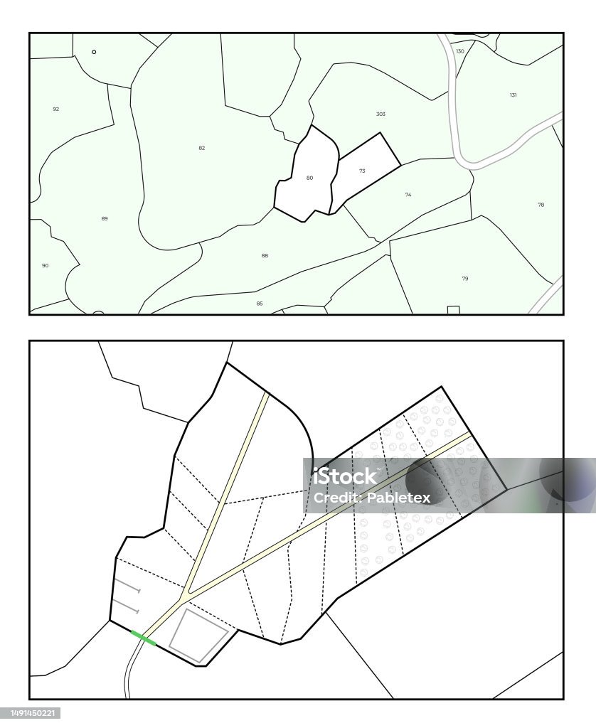 Land Plot Plan Map Technical Scheme Vector Illustration Stock ...