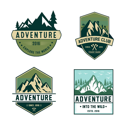 Mountain adventure badge set Free Vintage Vector