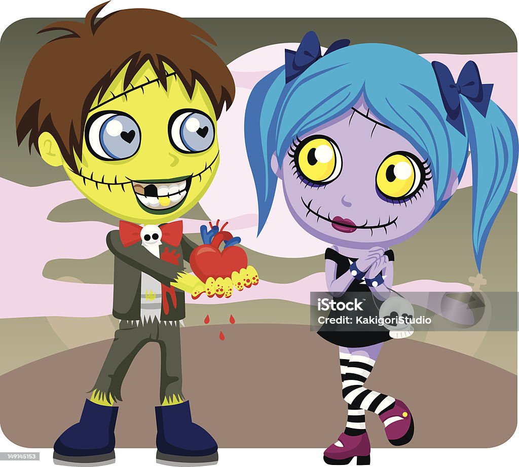 Creepy Zombie miłości - Grafika wektorowa royalty-free (Miłość)