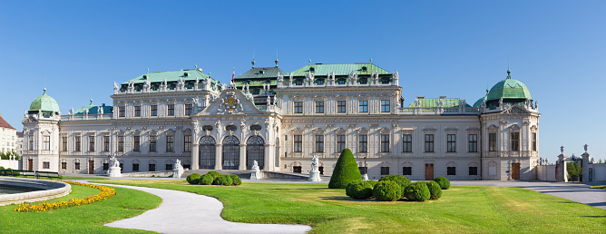 April, 2019 - Vienna, Austria: French flags in front of the French Embassy