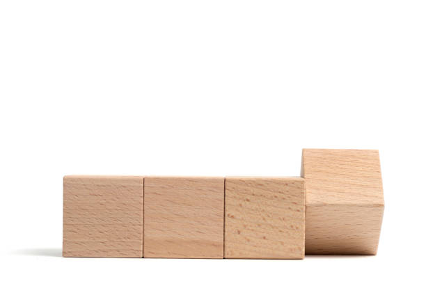 istock Wooden cubes made beech wood white background. 1491454847