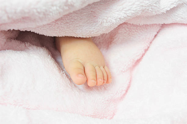 pie de bebé - baby baby blanket human foot towel fotografías e imágenes de stock