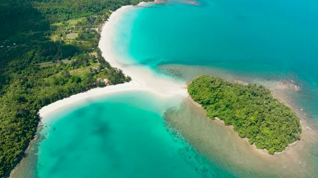 Aerial drone of Beautiful tropical beach. Borneo, Malaysia.