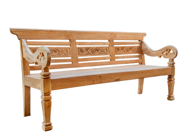 istock Wooden park bench isolated in perspective 1491460987