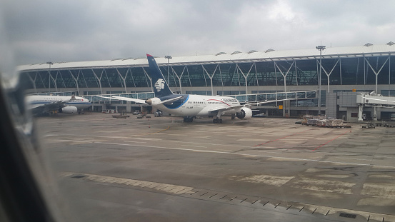 Shanghai, China - May 10th 2016 - Aeromexico Airlines in Park Position in Pudong International Airport Ramp (PVG)