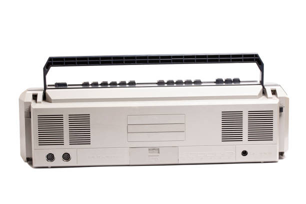 istock Retro portable stereo cassette recorder from 80s.rear view 1491463342