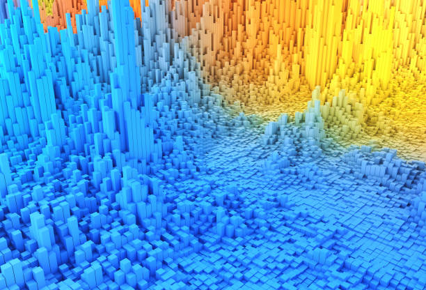 istock 3D abstract landscape of extruding cubes 1491466323