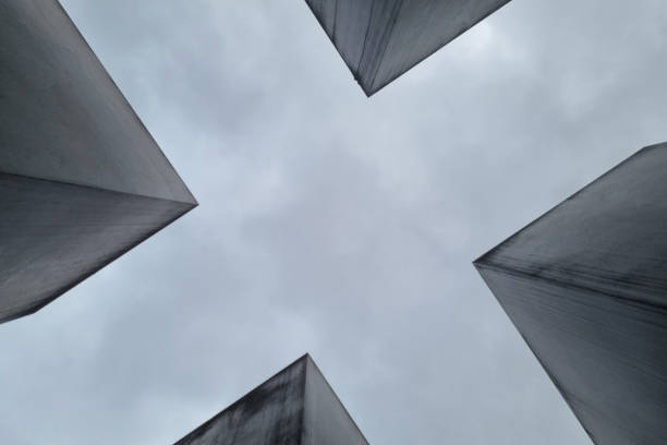 An abstract gray background with elements of a building or structure