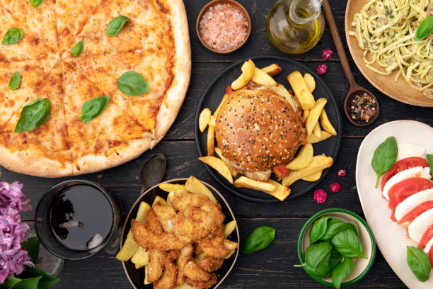 istock Table top view of Italian food. 1491469176