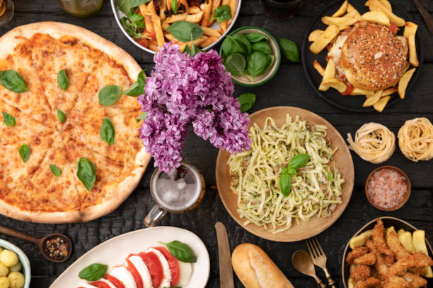 istock Table top view of Italian food. 1491469840