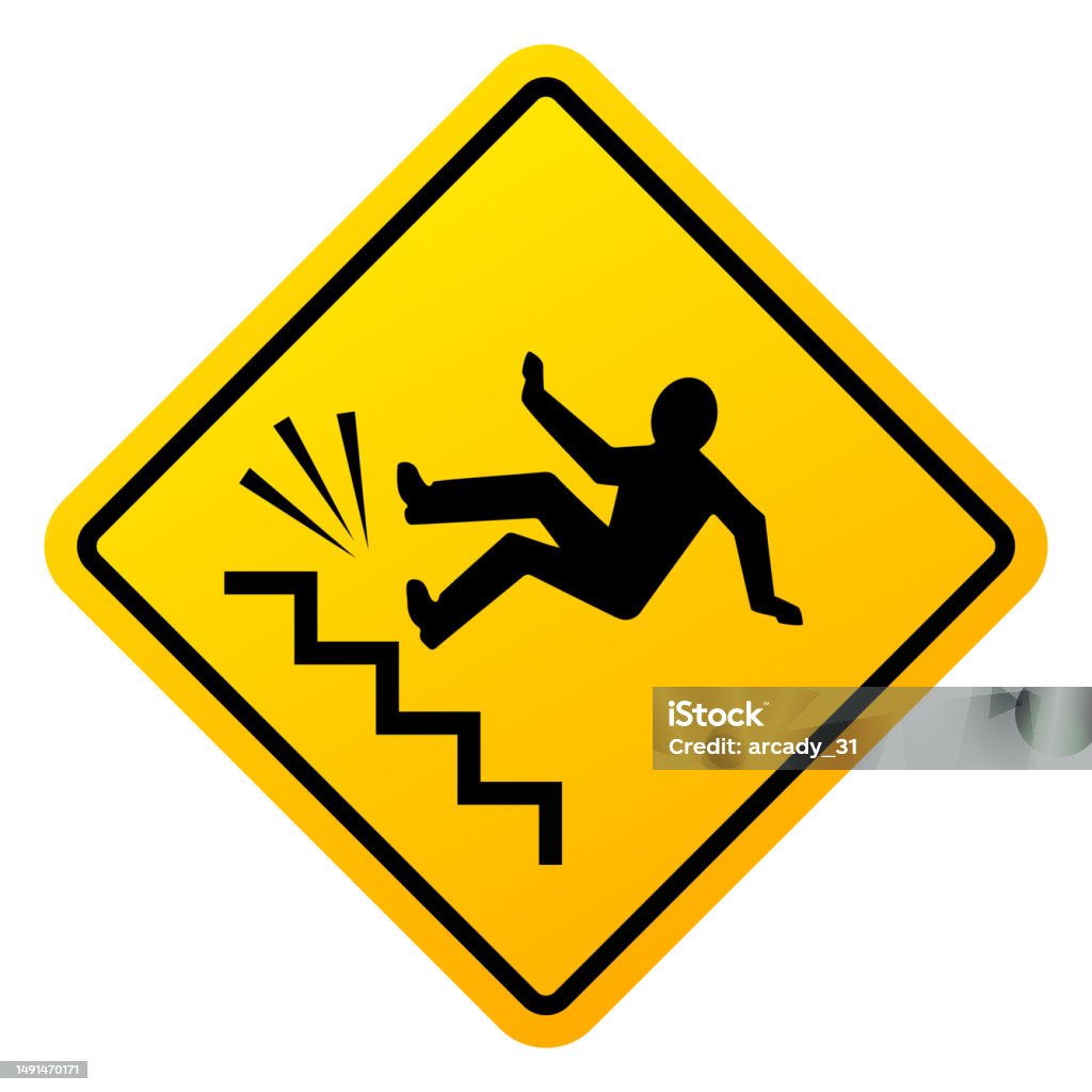 Danger Sign Fall Vector Fall Hazard Vector Caution Sign Stock Illustration - Download Image Now ...