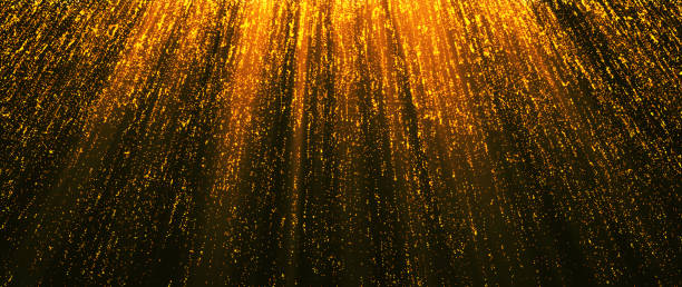 istock Banner golden particles falling rain award dynamic with flares abstract background. 1491470663