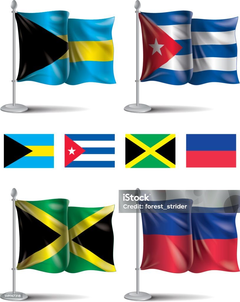 Bandeiras ícones: Bahamas, Cuba e a Jamaica, Haiti - Royalty-free Bandeira das Bahamas arte vetorial