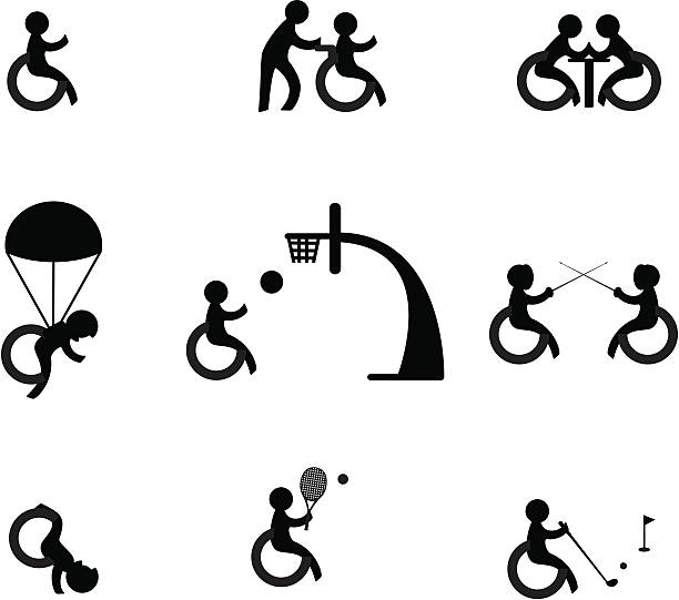 ilustrações, clipart, desenhos animados e ícones de atleta paraolímpico ou esportes para deficientes - paralytic