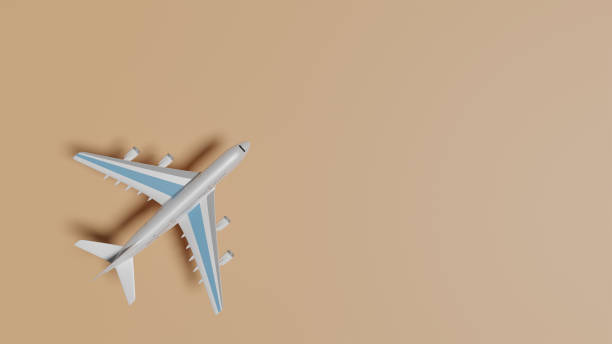 istock 3D Air plane illustration with orange background 1491481919