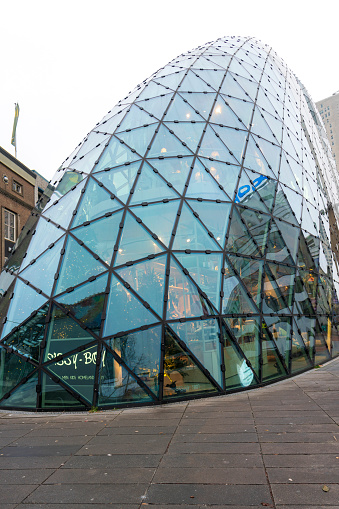 Eindhoven Netherlands on December 15, 2021: A glass building called the Blob in Eindhoven.