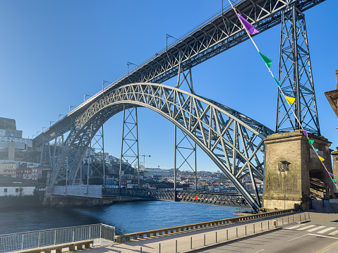 View of Dom Luis I bridge at Porto, Portugal