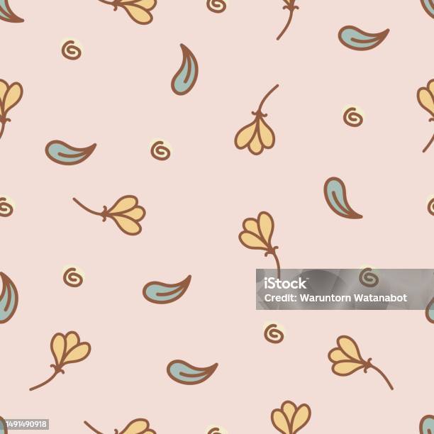 Nature Flower Spring Minimal Doodle Pattern Stock Illustration ...
