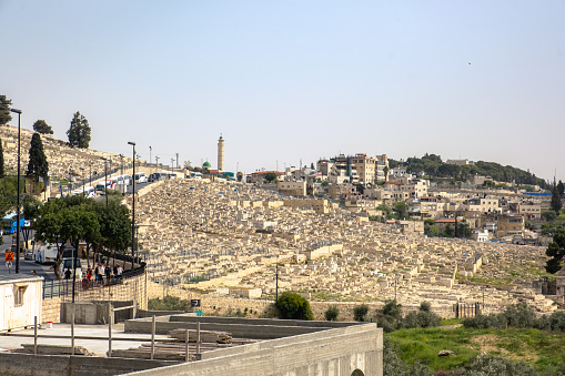 Jerusalem, Israel - 10 April, 2023. View of jewish cemetery