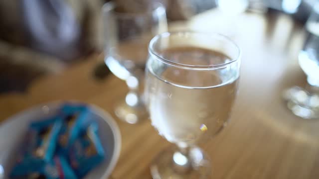 Glass Of Water On The Table In A Coffee Shop