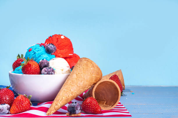 istock Red, white and blue ice cream ball 1491498775