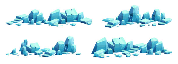ilustraciones, imágenes clip art, dibujos animados e iconos de stock de cristal de hielo azul en ilustración vectorial de estilo de dibujos animados aislado en blanco - ice crystal winter nature ice