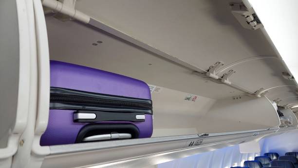 istock Trolley in a storage compartment on an airplane 1491500818