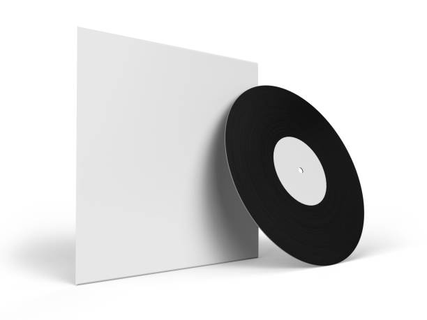 istock Vinyl Disk Record with Cover mockup template. Design template of retro long play Old technology, realistic retro design for advertising, music studio branding. 3D rendering 1491501439