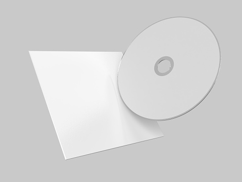 High resolution optical disk in box isolated on white with clipping path