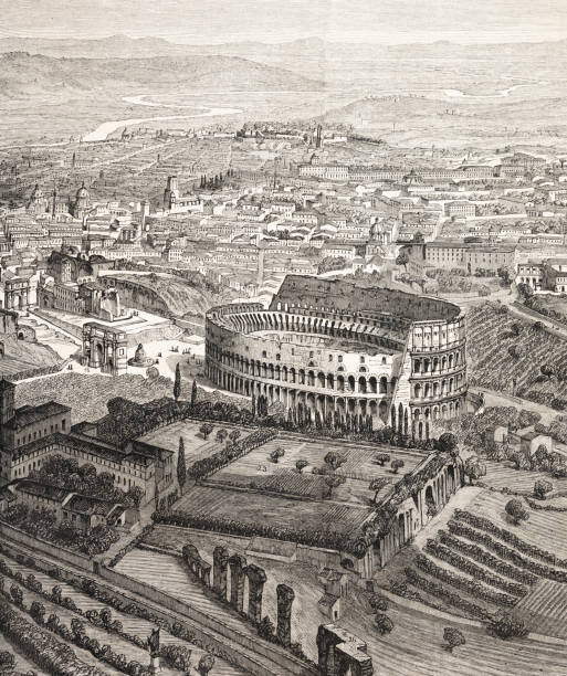 The Colosseum in Rome Italy 1859 The Colosseum is an elliptical amphitheatre in the centre of the city of Rome, Italy, just east of the Roman Forum. It is the largest ancient amphitheatre ever built, and is still the largest standing amphitheatre in the world, despite its age. Construction began under the emperor Vespasian ( r. 69–79 AD) in 72 and was completed in 80 AD under his successor and heir, Titus
Original edition from my own archives
Source : Correo de Ultramar 1859 roman empire stock illustrations