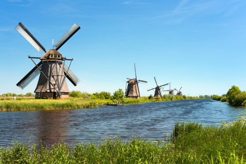 A windmills at Kinderdijk. GPS information is in the file