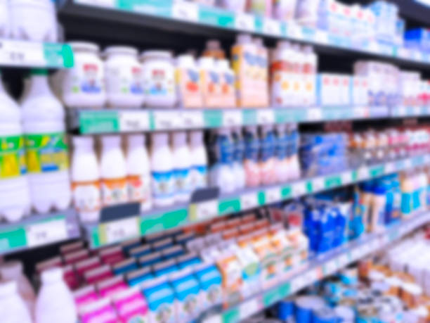 Abstract blur image of supermarket background. Defocused shelves with dairy produce, food. Grocery shopping. Store. Retail industry. Rack. Discount price. Inflation. Economic crisis concept. Aisle. Abstract blur image of supermarket background. Defocused shelves with dairy produce, food. Grocery shopping. Store. Retail industry. Rack. Discount price. Inflation. Economic crisis concept. Aisle. mark goodson screening room stock pictures, royalty-free photos & images