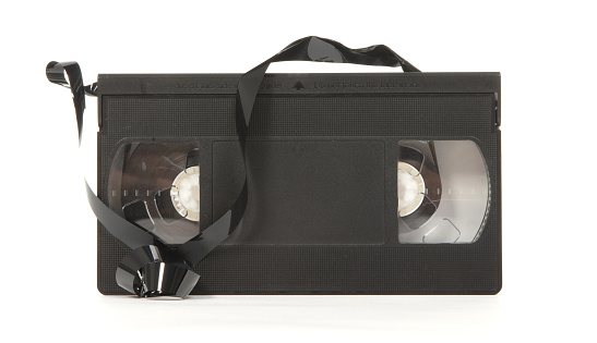 Broken video tape isolated on a white background