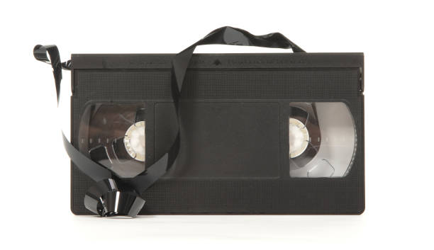 broken video tape isolated on white background - unusable imagens e fotografias de stock
