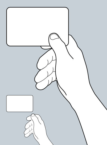 The hand holds blank card. vector art illustration