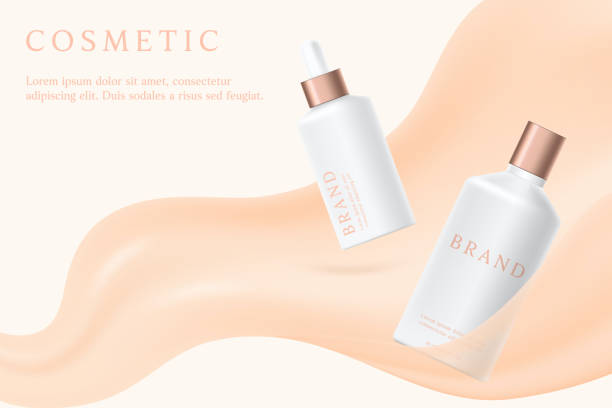 istock Cosmetics and skin care product ads template on orange background. 1491516360