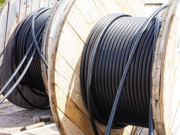 istock Close-up of electric cables on the ground in a construction site 1491517061