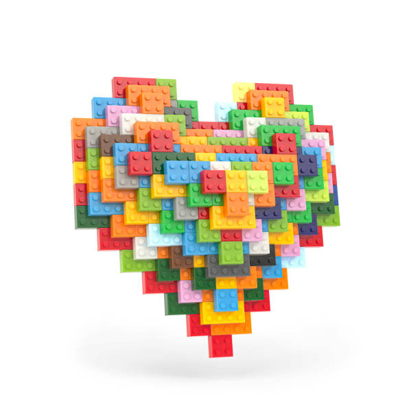 istock Heart composed of children's building blocks isolated on white background . 3D Rendering . 1491518104