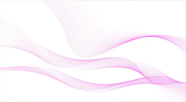 Vector illustration of Abstract blue, pink and purple colors flowing wave lines on white background