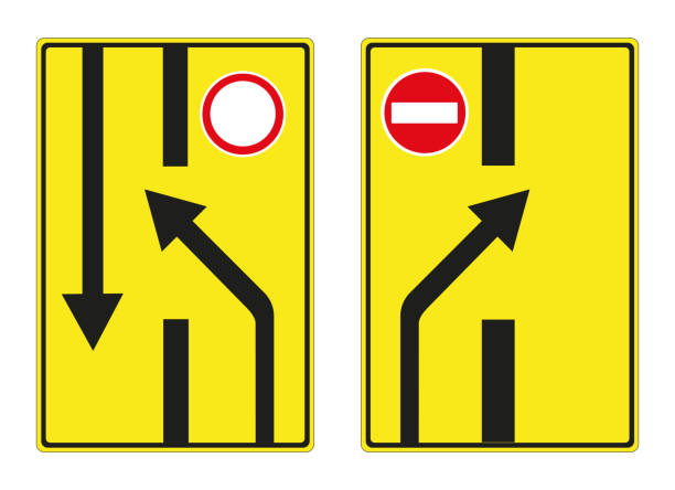 istock Change of direction on the road with a dividing strip. 1491525357