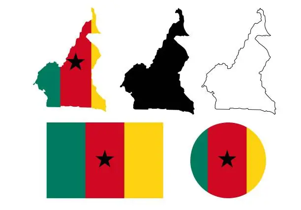 Vector illustration of Republic of Cameroon map flag