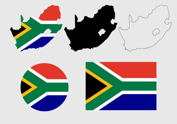 南アフリカ共和国の地図旗 - south africa map africa vector点のイラスト素材／クリップアート素材／マンガ素材／アイコン素材