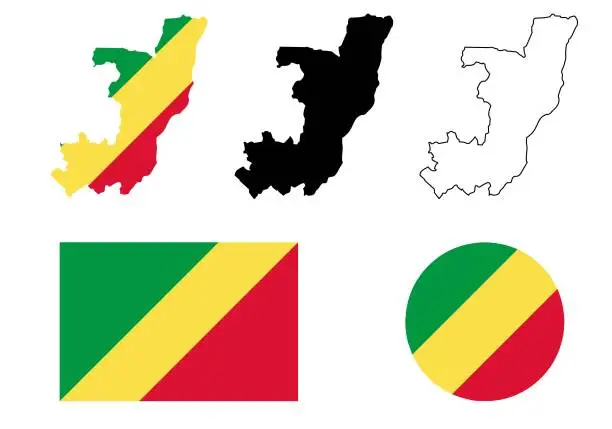 Vector illustration of The Republic of the Congo map flag