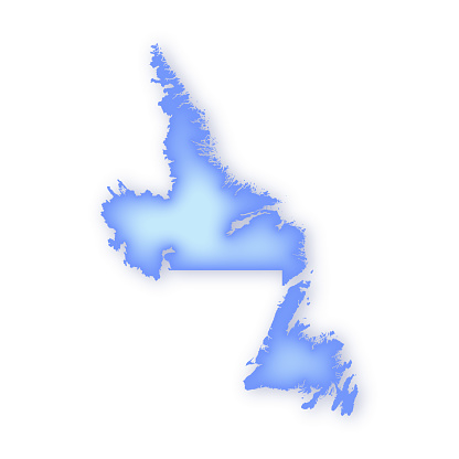 Map of the province of Newfoundland and Labrador, Canada in a soft blue color, vector map illustration